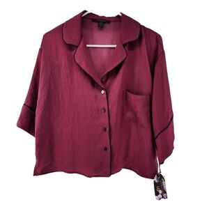 Midnight Bakery Women's Burgundy Short Sleeve Pajama Top - S